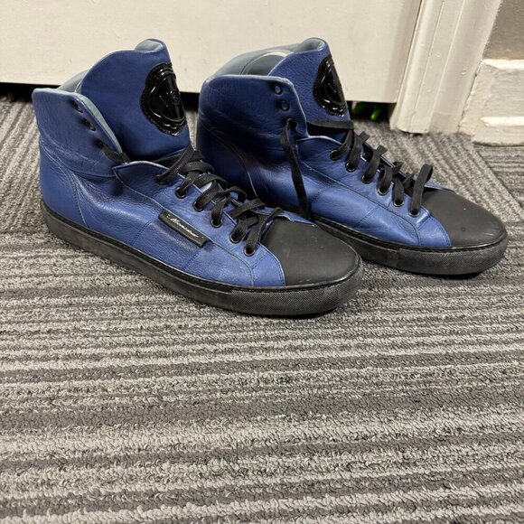 Viktor & Rolf blue and black high top leather sneakers. main image 8